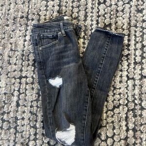 Levi Strauss Black Distressed Skinny Jeans for Women